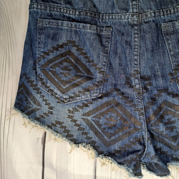 Adam Levine Denim Blue Patterned Women's Shorts - Picture 9 of 13